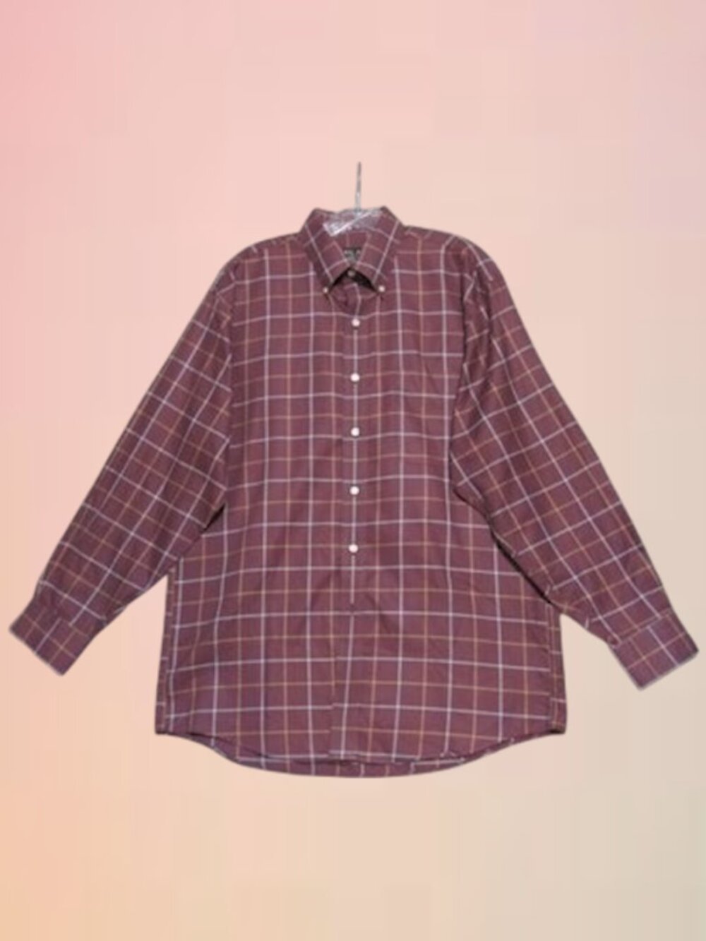 Jos A bank men shirt size M long sleeves burgundy plaid